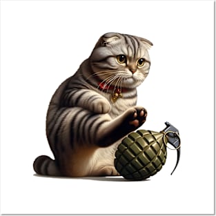 Cat and Grenade Posters and Art